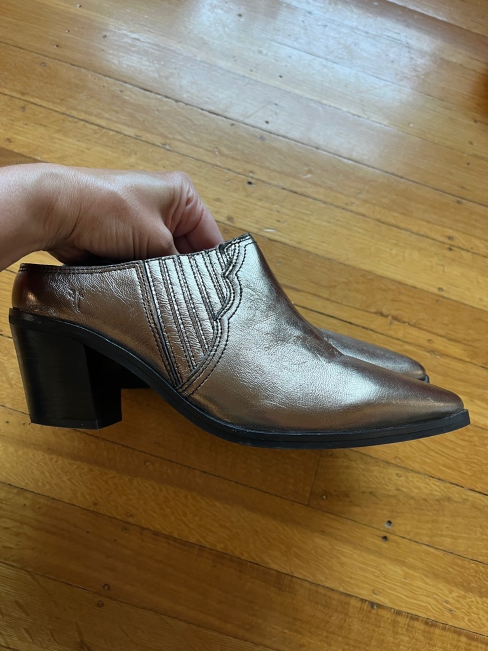 FRYE metallic gold bronze cowboy boots booties mules western 8 coastal cowgirl - Picture 6 of 12